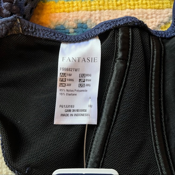 NWT Fantasie Swim Marseille Mesh Bardot Bikini Top twilight Navy Blue 38G - Picture 7 of 10